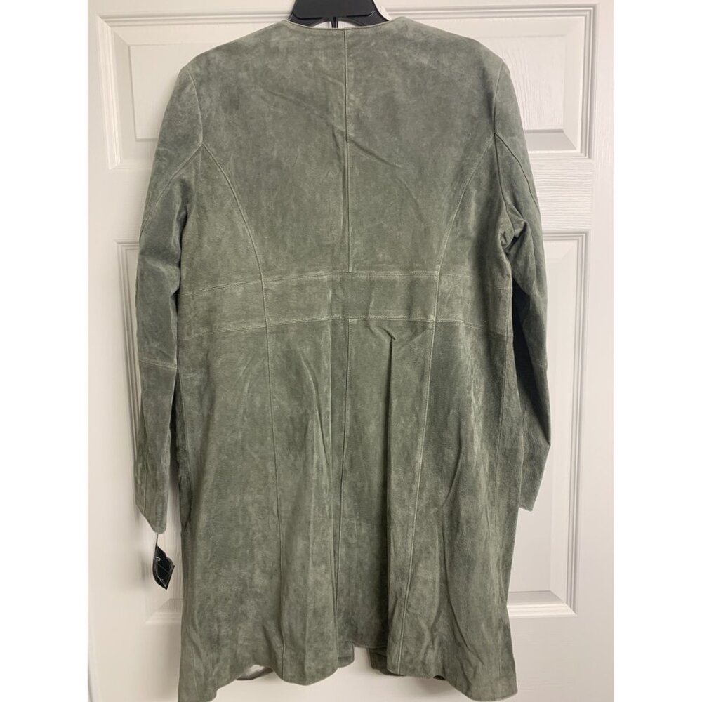 Pamela McCoy Olive Green Suede Long Leather Jacket Coat - Picture 2 of 8